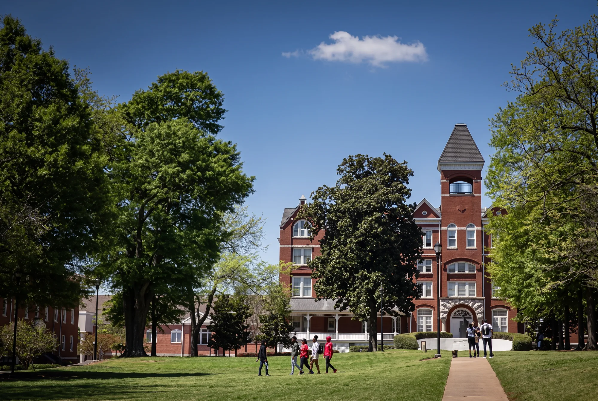 Historic HBCU campus building at golden hour